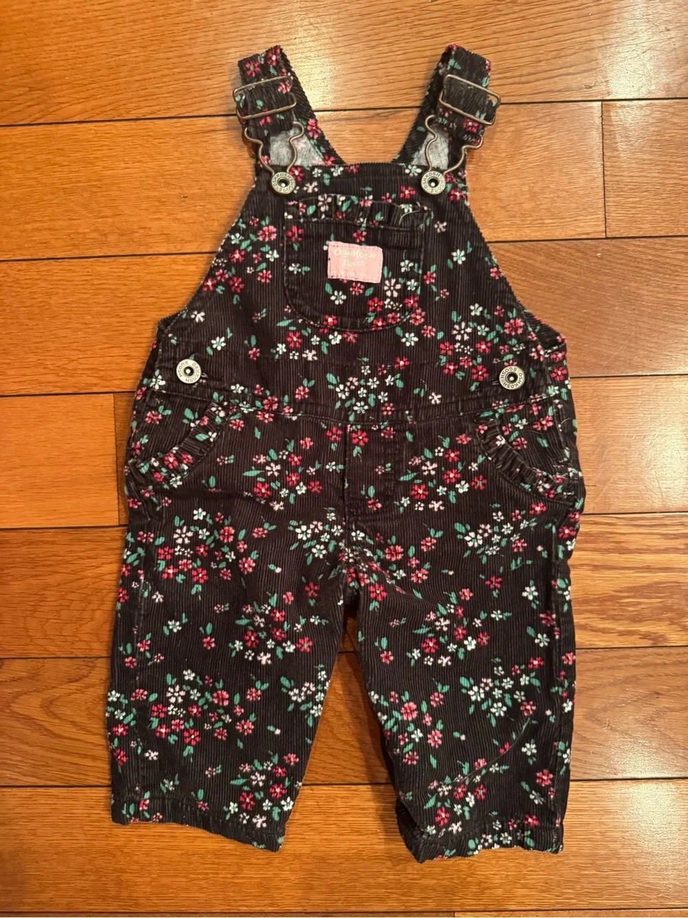 Vintage OshKosh B'gosh Floral Corduroy Overalls 3M EUC USA Made Era